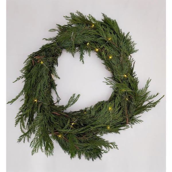 BUSCO LLC 10 ft. Live Cedar Christmas Garland with Warm Lights