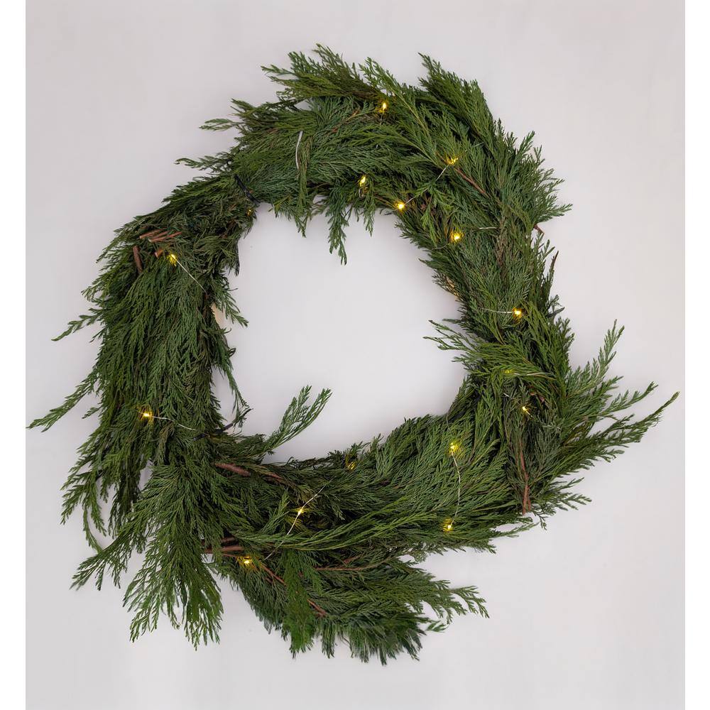 10 ft. Live Cedar Christmas Garland with Warm Lights