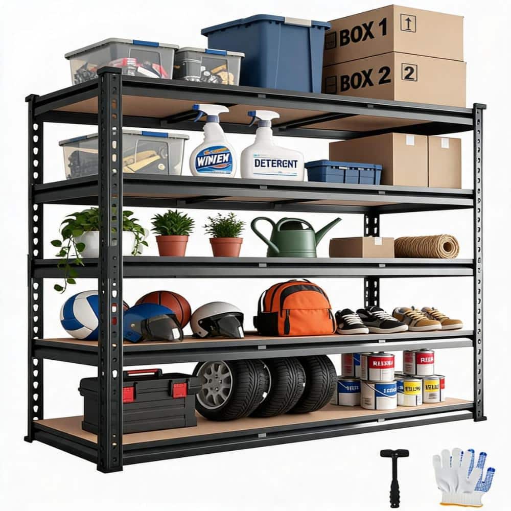 60x24x72 in 5-Tier Heavy Duty Shelving, 2500 lbs Cap, Adjustable Steel Rack, for Garage/Warehouse price history on PriceWatchPro