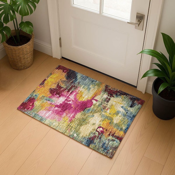 Mayfield Premium Machine Washable Abstract AMF1738 Garnet 2 ft. x 3 ft. Area Rug