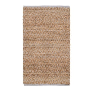 Jute Natural 2 ft. 2 in. x 3 ft. 9 in. Chevron Accent Rug