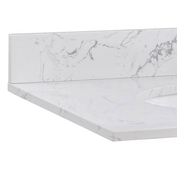 YASINU 30 in. W x 21 in. D Engineered Stone Composite White