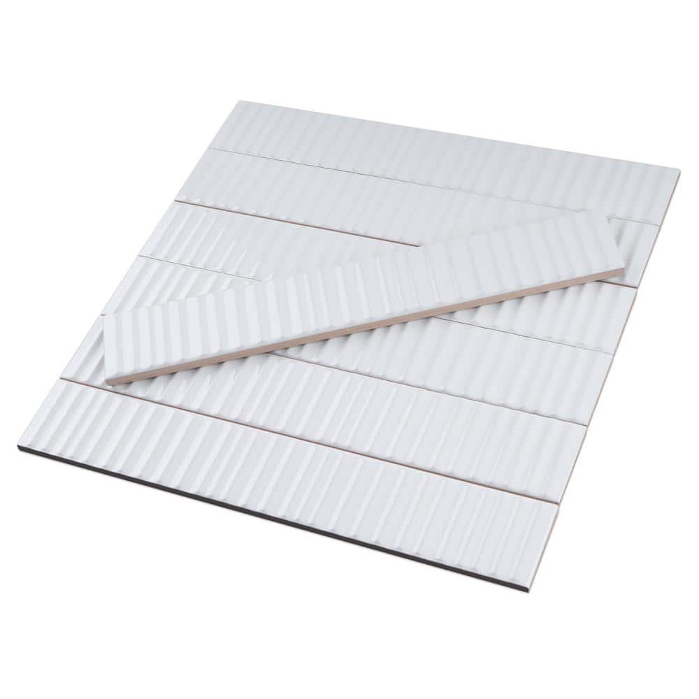 Nova White Glossy Ceramic Subway Wall Tile, 2x12