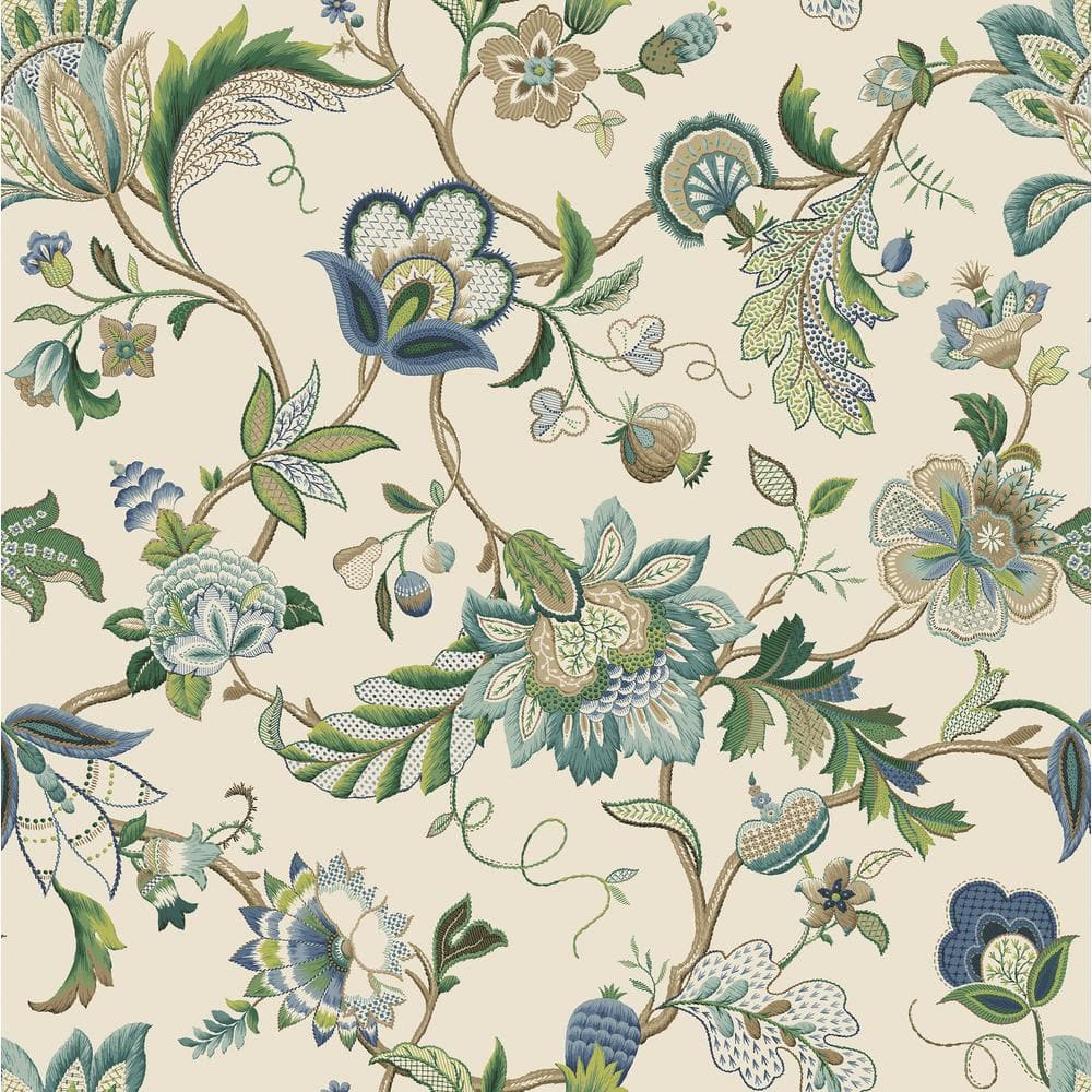 SURFACE STYLE Brissac Floral Blue Bonnet Vinyl Peel and Stick Wallpaper ...