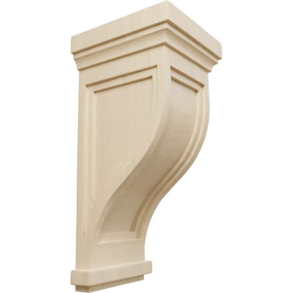 Ekena Millwork 8 in. x 7-1/2 in. x 17 in. Unfinished Wood Rubberwood Charleston Mission Corbel