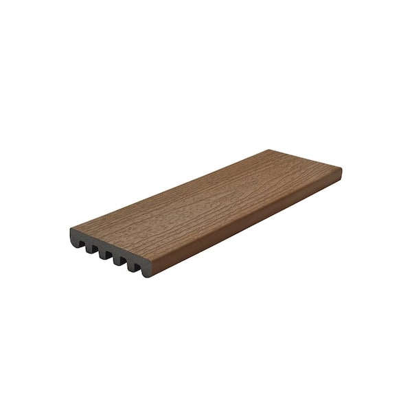Enhance Basics 1 in. x 6 in. x 1 ft. Saddle Composite Deck Board Sample - Brown