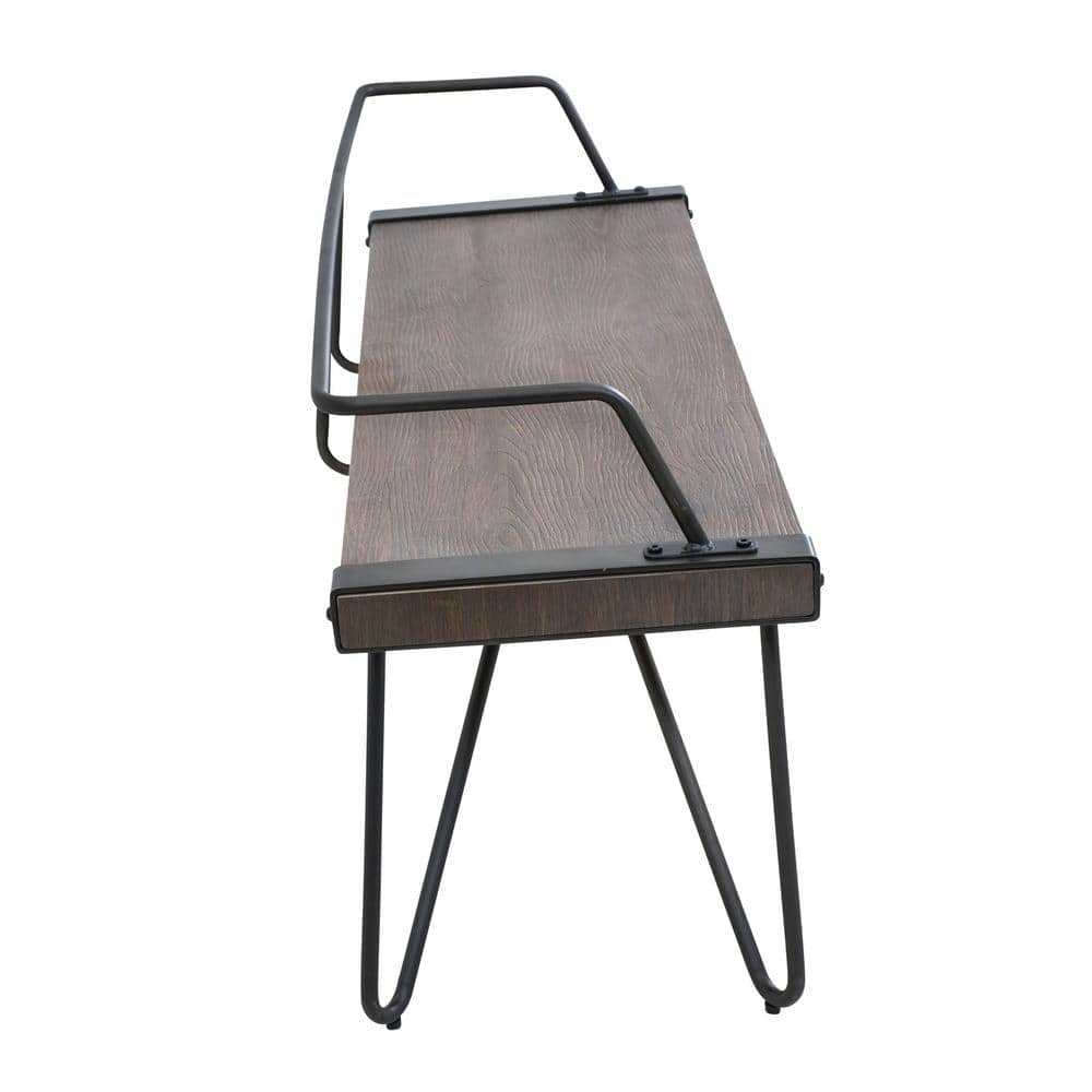 Stefani Slim Frame 51'' Walnut Antique Metal Entryway Bench
