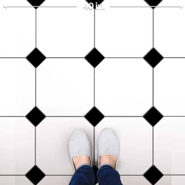 Merola Tile Monocolor Octagon Alaska with Taco Nero 12 in. x 12 in