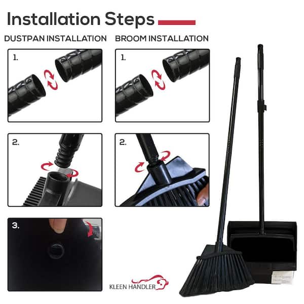 BISON LIFE 48.5 in. Lobby Broom and Dustpan Set for Indoor/Outdoor