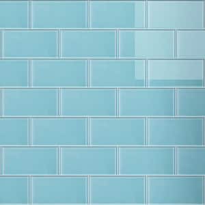 Crystile Ocean 3 in. X 6 in. Glossy Glass Subway Tile (10 sq. ft./Case)