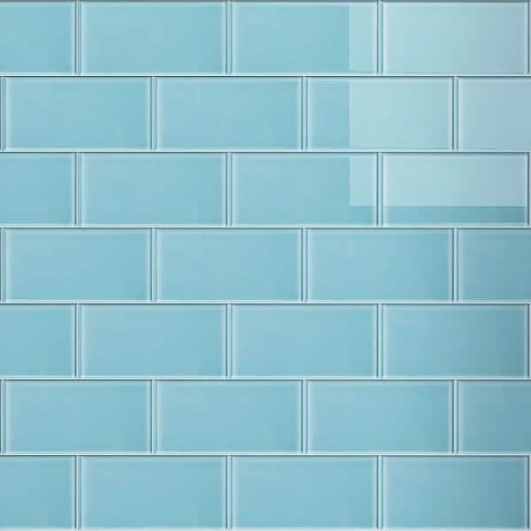 MOLOVO Crystile Ocean 3 in. X 6 in. Glossy Glass Subway Tile (10 sq. ft./Case)