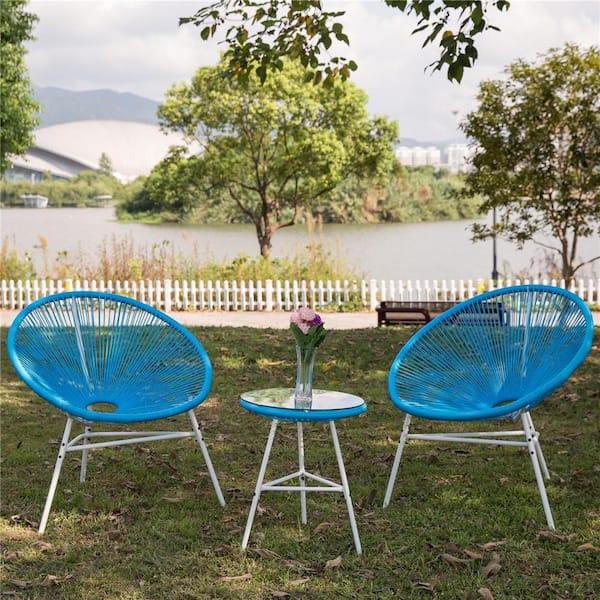 Reviews for Patio Post Classic Acapulco Chair Blue 3 Piece Wicker