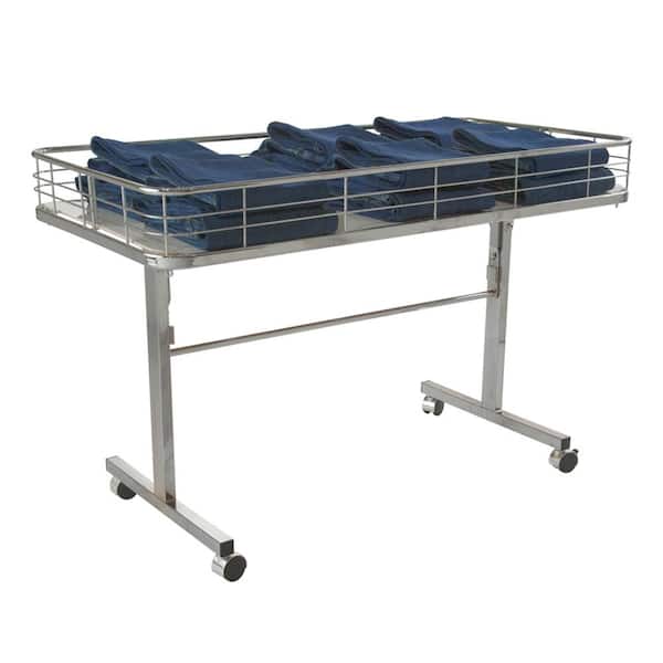 Econoco - 48 in. D x 24 in. W x 31 in. H White Metal Grid 4-Wheeled Folding Storage Table