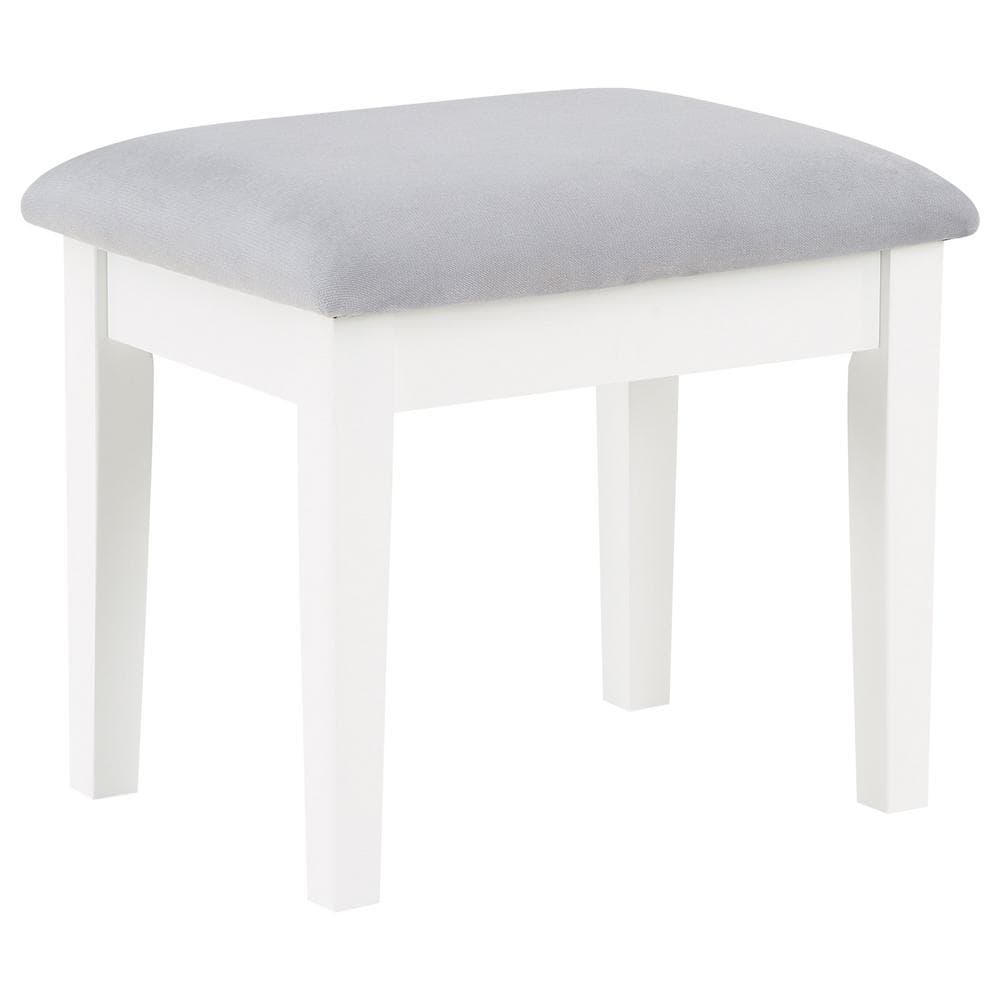 White and Gray Vanity Set with Lighted Mirror and Bench
