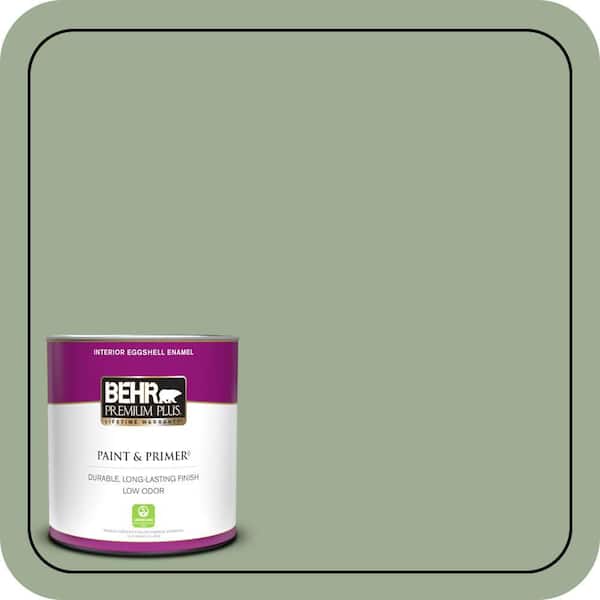 BEHR PREMIUM PLUS 1 qt. #S390-4 Roof Top Garden Eggshell Enamel Low Odor Interior Paint & Primer