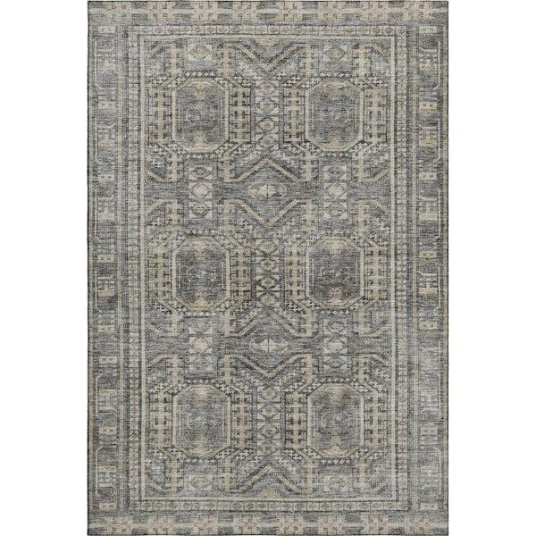 Mayfield Premium Machine Washable Abstract AMF1920 Pewter 10 ft. x 14 ft. Area Rug