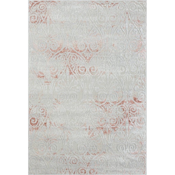 LR Home Cana Coral Pink 5 ft. x 7 ft. Floral Botanical Transitional Casual Synthetic Area Rug