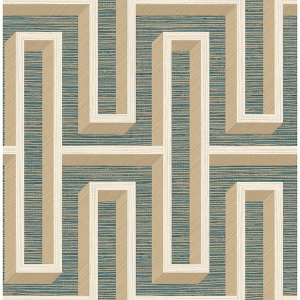 Advantage Henley Blue Geometric Grasscloth Textured Non-Pasted Non-Woven Wallpaper Sample