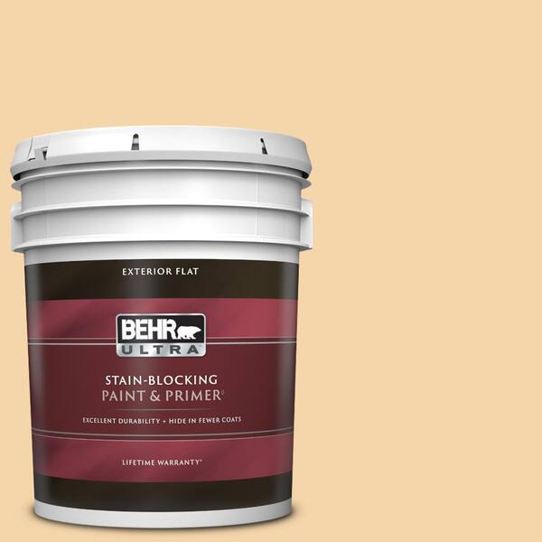 BEHR ULTRA 5 gal. #PPU6-08 Pale Honey Flat Exterior Paint & Primer