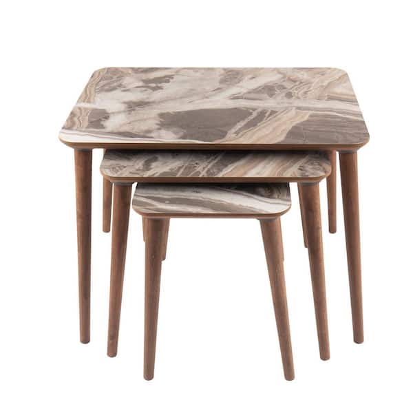 CONTEXT Modern Living Room Bedroom Office Nesting Table Set of 3 - Kudum Marble
