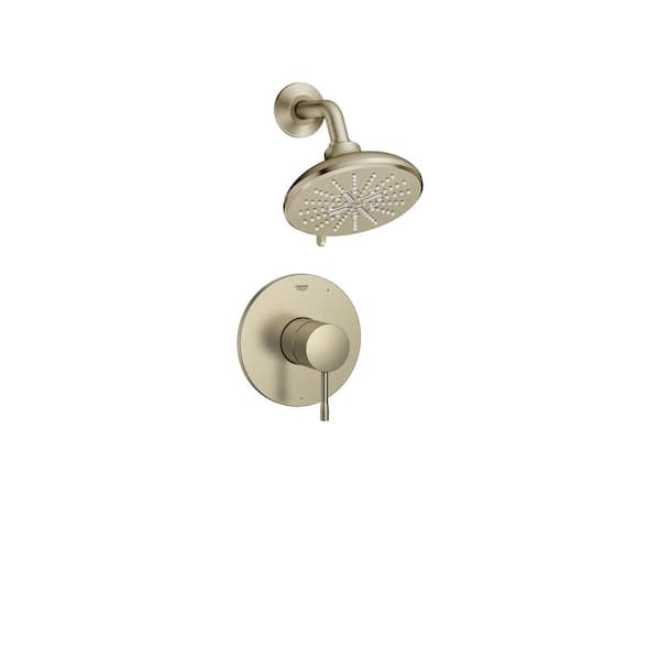 GROHE Essence 1-Handle Wall Mount Shower Trim Kit in Brushed Nickel with Shower Arm - 1.75 GPM (Valve Not Included)