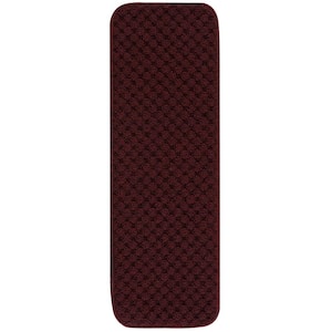 Waffle Burgundy 26 in. x 8.5 in. Non-Slip Rubber Back Stair Tread Cover (Set of 15)