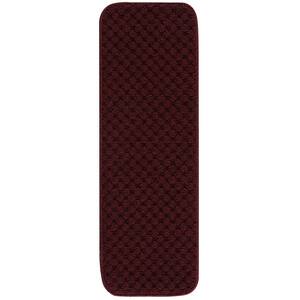 Waffle Burgundy 26 in. x 8.5 in. Non-Slip Rubber Back Stair Tread Cover (Set of 8)