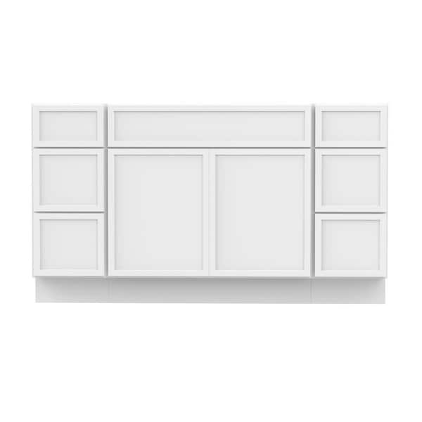 60 in. W x 21 in. D x 32.5 in. H Bath Vanity Cabinet without Top in White (Unassembled)