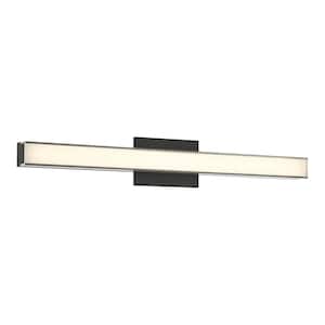 Vantage 30 in. 1-Light Black CCT LED Vanity Light Bar with Double Layer Clear and White Acrylic Shade