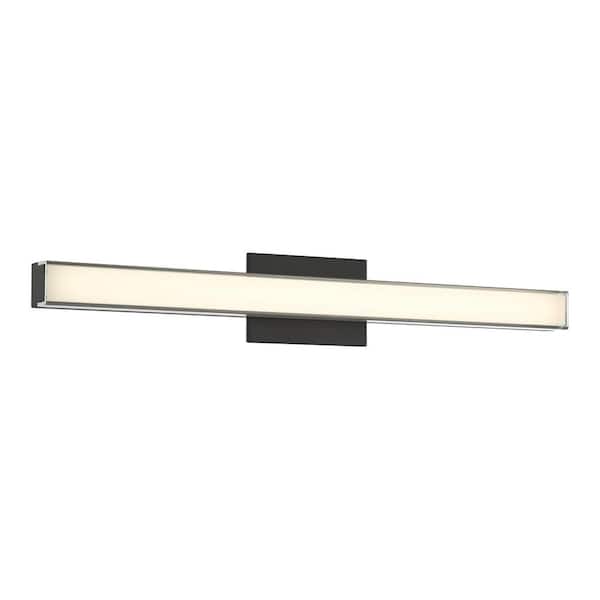 Minka Lavery Vantage 30 in. 1-Light Black CCT LED Vanity Light Bar with Double Layer Clear and White Acrylic Shade