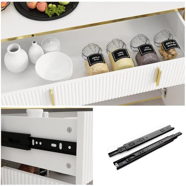 FUFU&GAGA White Wavy Paint Touch Doors Accent Storage