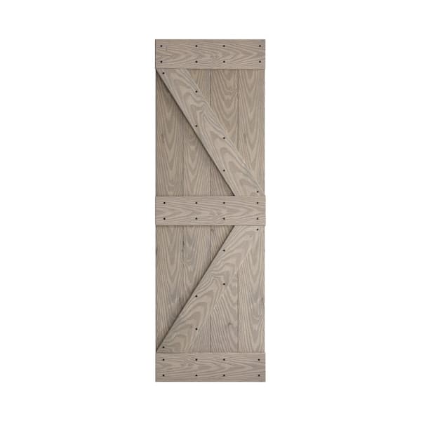 COAST SEQUOIA INC Coast Sequoia 48 in. x 84 in. Embossing Light Gray Knotty Wood Bi-Fold Barn Door with Sliding Hardware Kit
