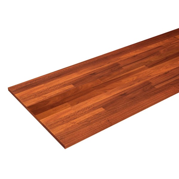 Interbuild 6.6 ft. L x 31.5 in. D, Karri Butcher Block Desktop Countertop in Clear with Straight Edge