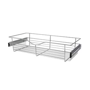 7 in. H x 30 in. W Chrome Steel 1-Drawer Wide Mesh Wire Basket