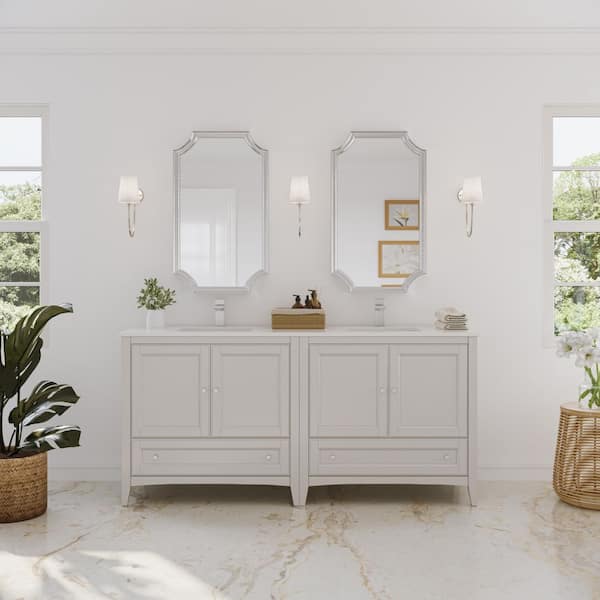 Oxford 70.50 in. Traditional Double Bathroom Vanity Cabinet in Antique White