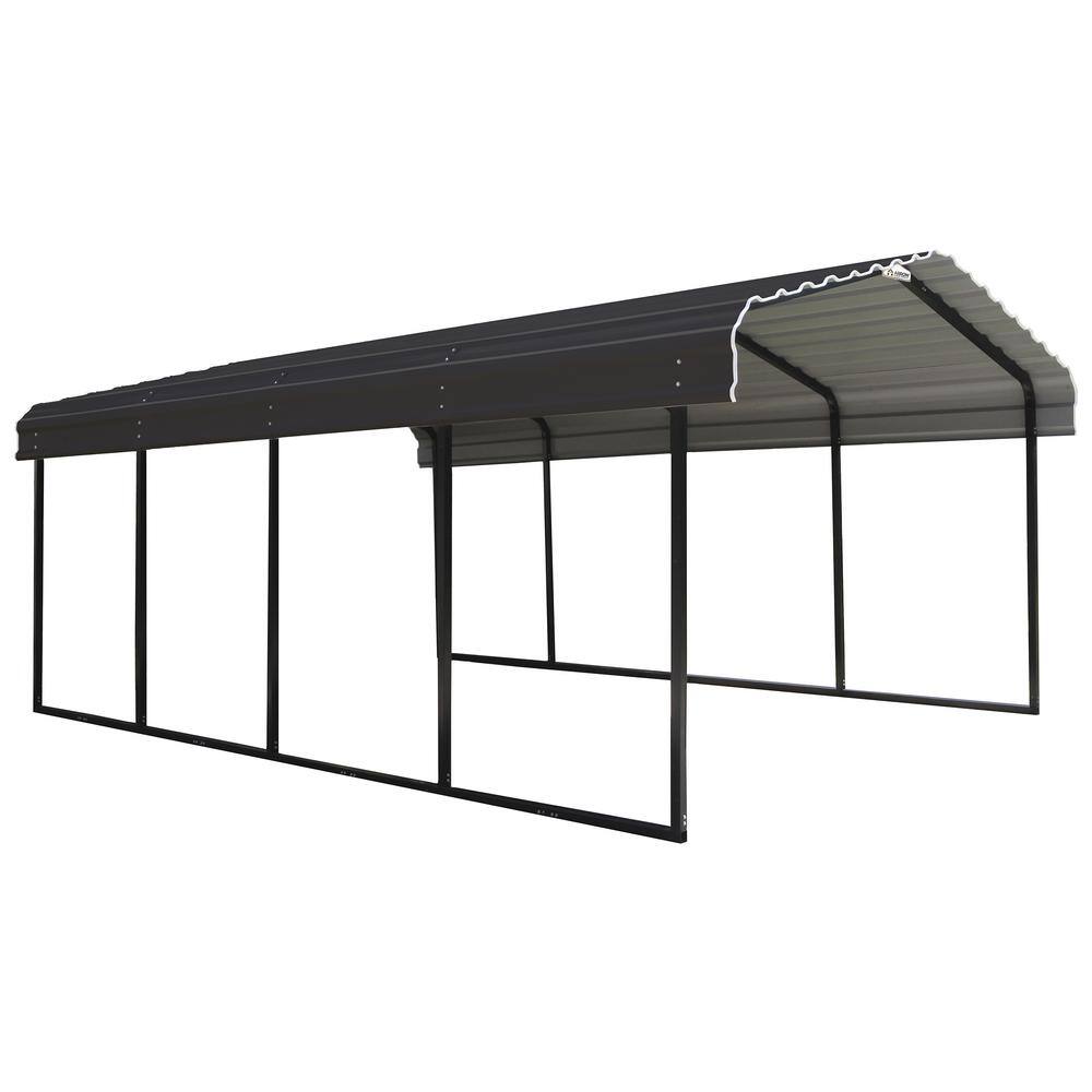 Reviews For Arrow 12 Ft W X 20 Ft D Charcoal Galvanized Steel Carport Car Canopy And Shelter Cphc122007 The Home Depot