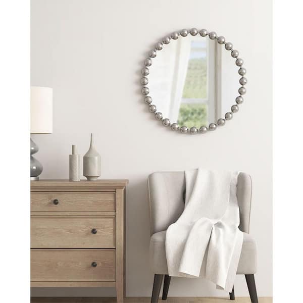 Miscool Anky 27 in. W x 27 in. H Iron Framed Round Decorative Accent Wall Mirror