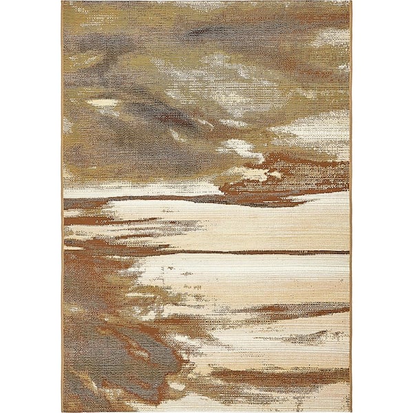 Unique Loom Outdoor Shore Brown 4' 0 x 6' 0 Area Rug