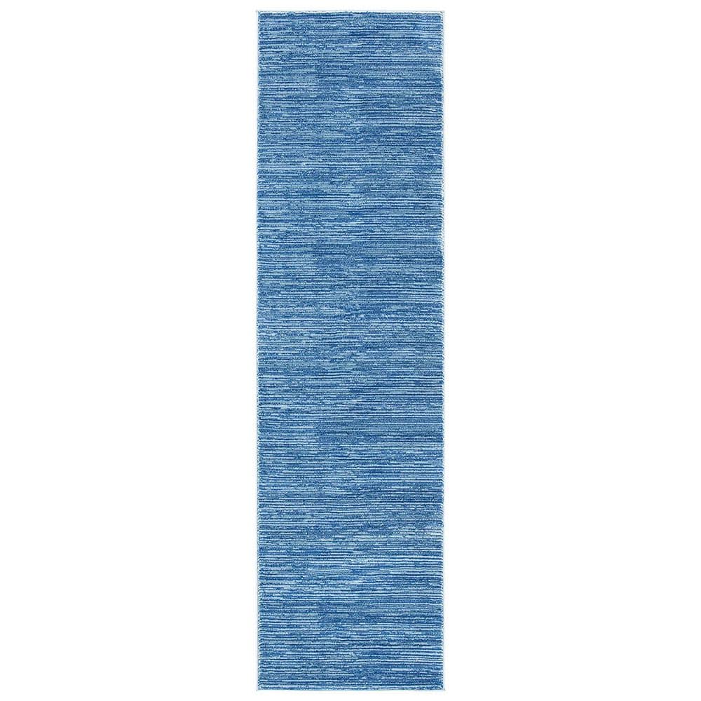 Blue Polypropylene 2 ft. 2 in. x 8 ft. Solid Color Indoor Runner Rug