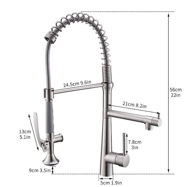 Contemporary Single Handle Pull Down Sprayer Kitchen Faucet with Pot Filler in Brushed Nickel