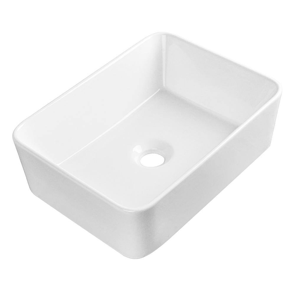 Liberty 12" White Ceramic Rectangular Vessel Bathroom Sink