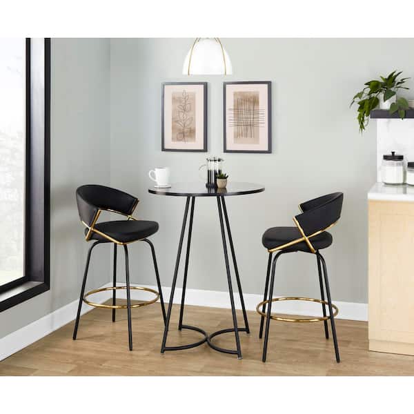 Cece Black Metal and Black Wood Counter Table