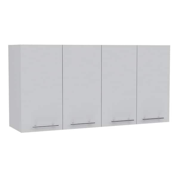 47 in. W x 13 in. D x 23.60 in. H Bathroom Storage Wall Cabinet with Spacious Divisions and 4-Doors in White