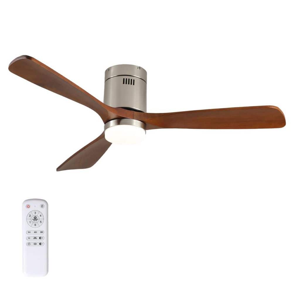 51.4 in. Nickel Flush Mount Fandelier Ceiling Fan w/ LED Included Reversible DC Motor w/ Remote Control for Bedroom price history on PriceWatchPro
