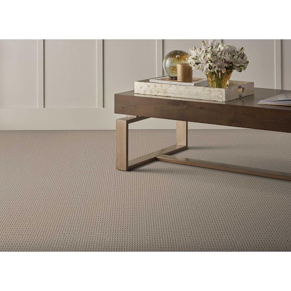 Shenadoah Stone Brown 12 ft. 24 oz. Wool Loop Installed Carpet