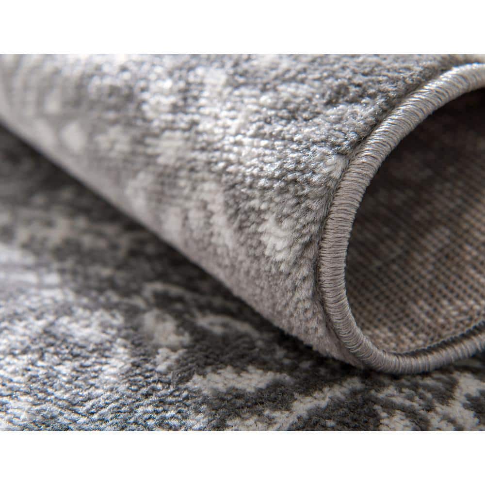 Grand Sofia Distressed Gray and Ivory 9' x 12' Synthetic Area Rug