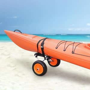 Heavy Duty Kayak Cart 250 lbs. Load Capacity Foldable Canoe Trolley Cart with 10 in. Solid Tire and Nonslip Support Foot