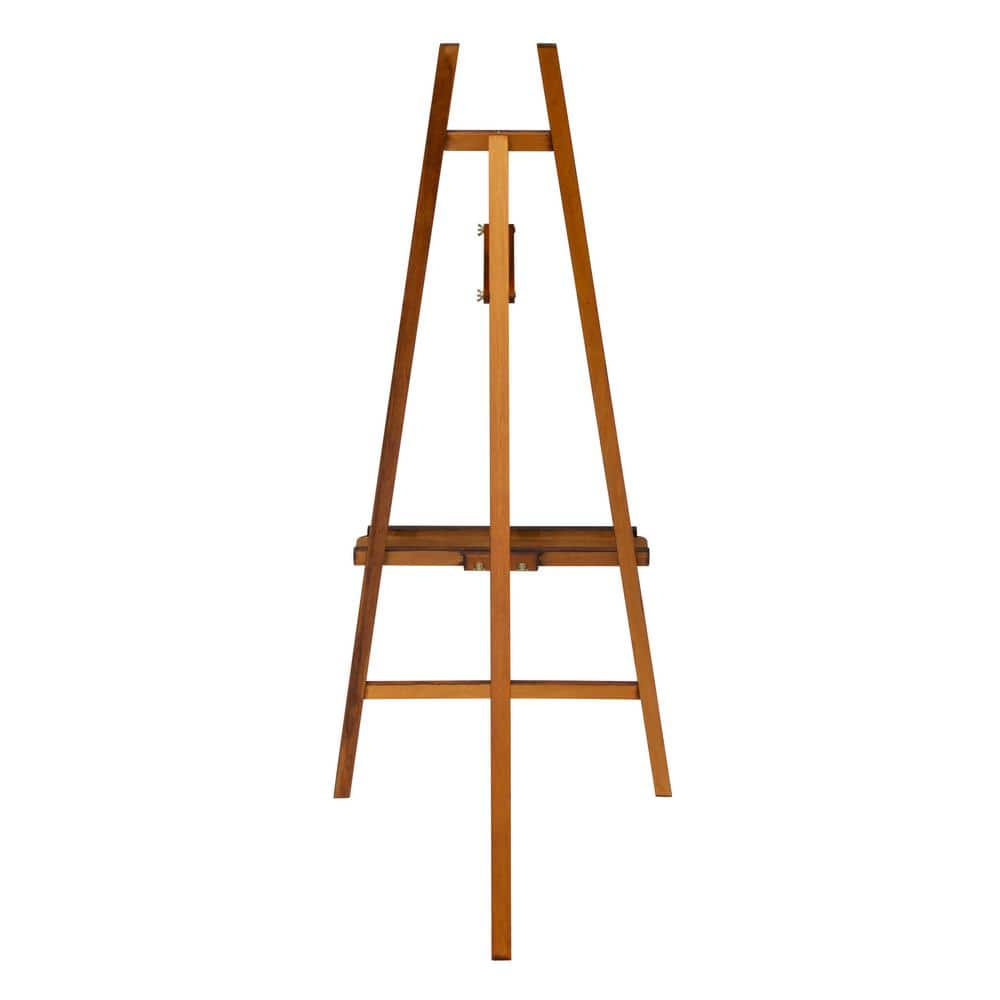 Rustic Oak Adjustable Height Museum Easel with Metal Frame