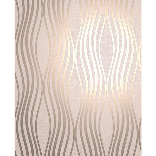 Fine Decor Valor Blush Wave 20.5 in. x 33 ft. Unpasted Peelable Vinyl Wallaper