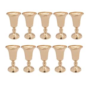 10.8 in. Tall Tabletop Flower Stand Wedding Centerpieces Gold Metal Trumpet Vase (10-Piece)
